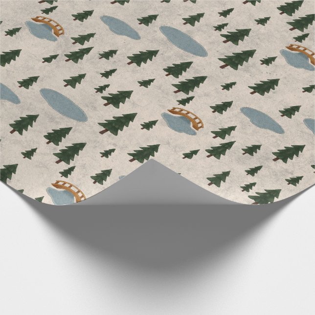 Cozy Forest Village Wrapping Paper Presentpapper (Hörn)