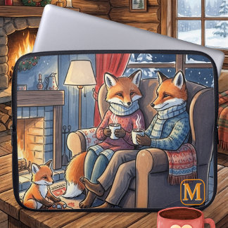 Cozy Fox Family Custom Monogram Laptop Fodral