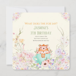 Cozy Fox Flower Forest Magical Birthday Invitation Inbjudningar