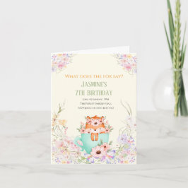 Cozy Fox Forest Magical Floral Birthday Invitation Inbjudan