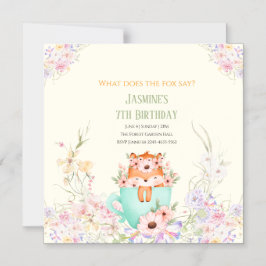 Cozy Fox Forest Magical Floral Birthday Invitation Magnetisk Inbjudningskort