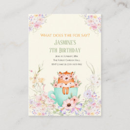 Cozy Fox Forest Magical Floral Birthday Invitation Tilläggskort