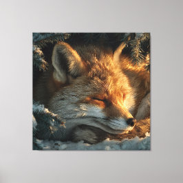 Cozy Fox in Snow Canvastryck