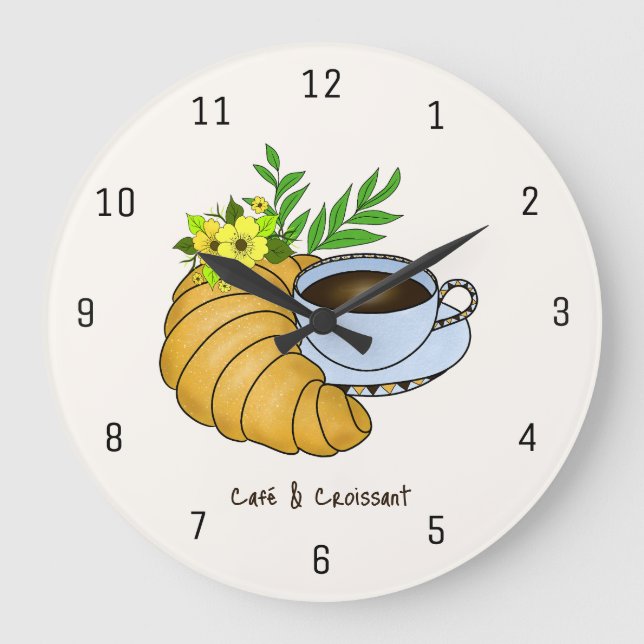 Cozy French Morning Floral Stor Klocka (Framsida)