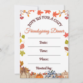 Cozy Friendsgiving Dinner Art Inbjudningar