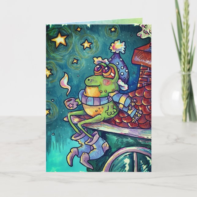 Cozy Frog Christmas & New Year Card Kort (Framsida)