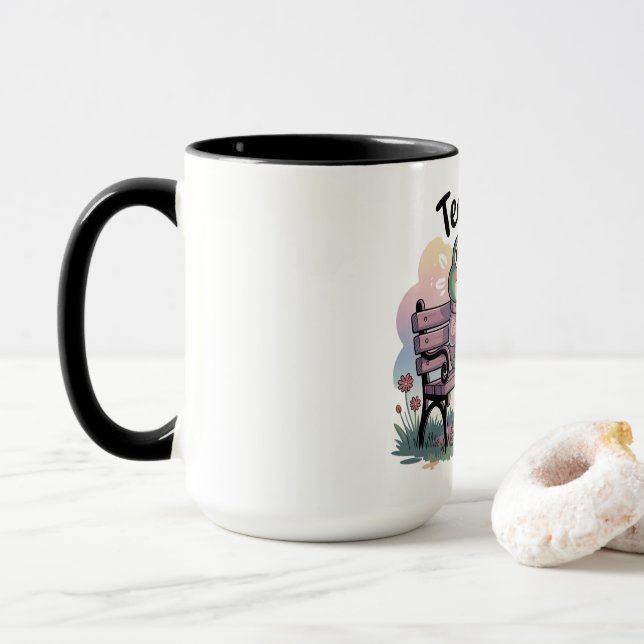 Cozy Frog Sitting Like a Human – Funny Chill Carto Mugg (Med munk)