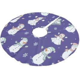 Cozy Frosted Snowman Winter Julgransmatta Borstad Polyester