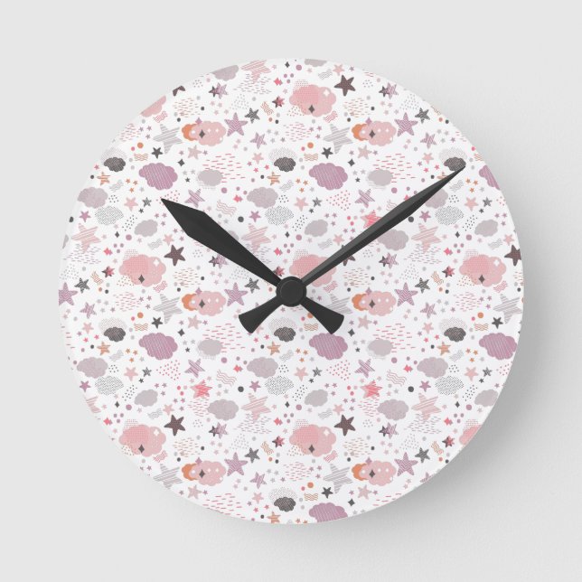 Cozy Galaxy- cosmos, stars and clouds Throw Pillow Rund Klocka (Framsida)