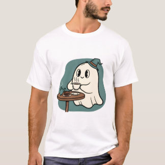 Cozy Ghost Tea Time – Cute Spooky Halloween T Shirt
