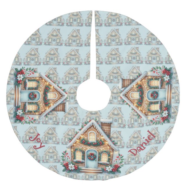 Cozy Gingerbread House Holiday Illustration Julgransmatta Borstad Polyester (Framsidan)
