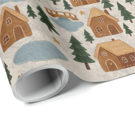 Cozy Gingerbread Village Wrapping Paper Presentpapper