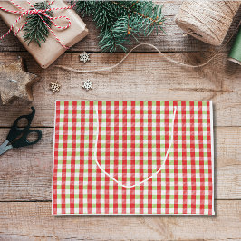 Cozy Gingham Christmas Large Gift Bag