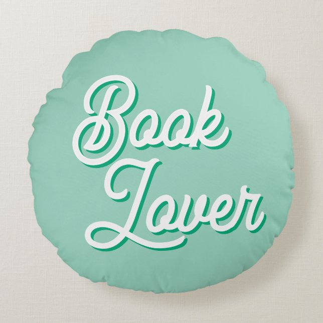 Cozy Green Book Lover Round Throw Pillow Rund Kudde (Framsidan)