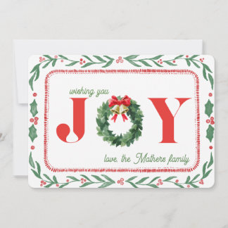 Cozy Green Plaid Christmas Joy Julkort