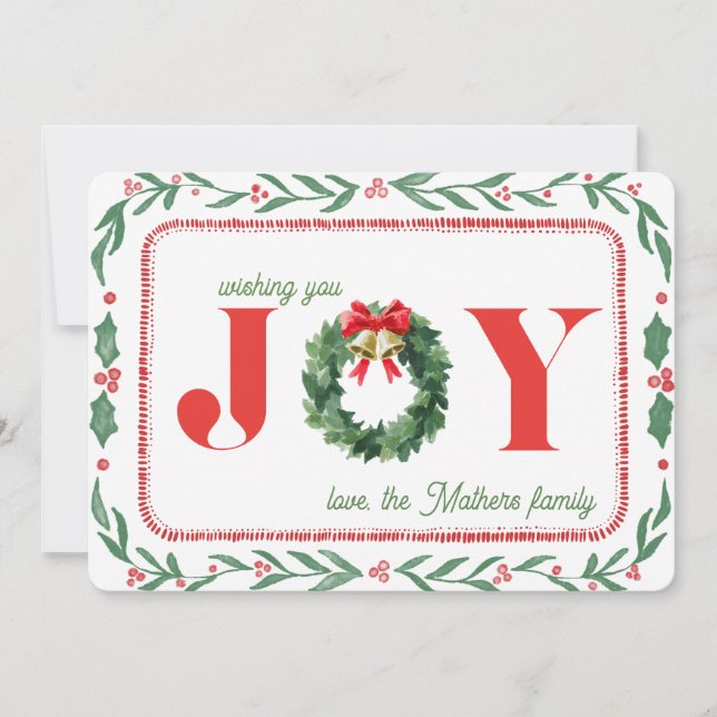 Cozy Green Plaid Christmas Joy Julkort (Framsida)