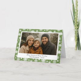 Cozy Green Snowflakes Christmas Photo Helgkort