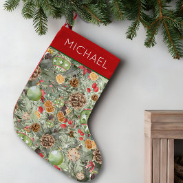 Cozy Greenery Baubles Christmas Gift for Him Liten Julstrumpa