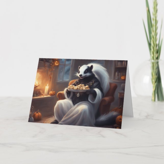 Cozy Halloween at Mr. Skunks house greeting Kort (Framsida)