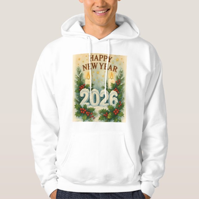 cozy happy new year 2026 winter hoodie (Framsida)