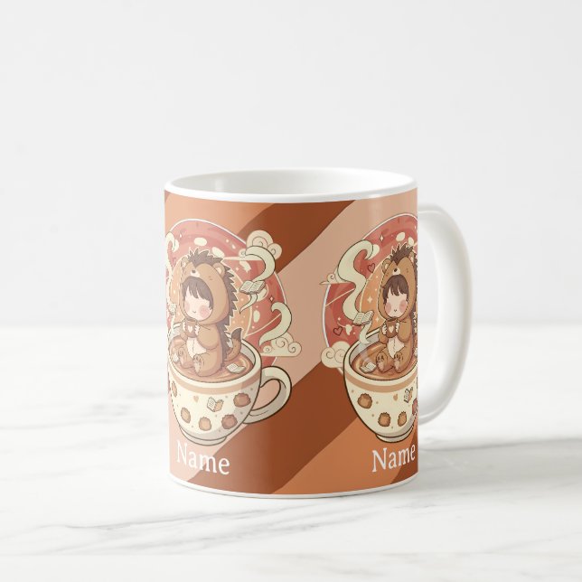 Cozy Hedgehog Morning Coffee Ceramic Mug Kaffemugg (Framsida höger)