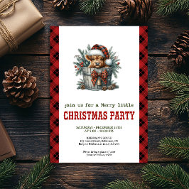 Cozy highland cow invite holly berries and pine inbjudningar
