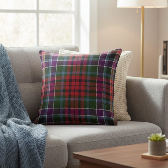 Cozy Highland Plaid - Rustic Red & Green Tartan Kudde (Skapare uppladdad)