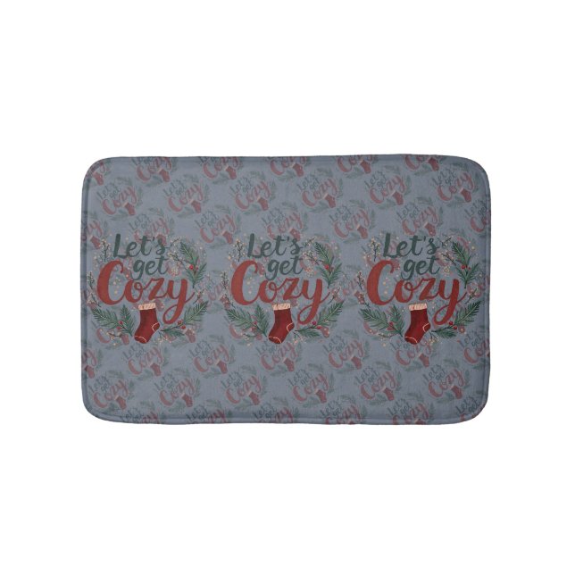 Cozy Holiday Pine Berry Lettering Badrumsmatta (Framsidan)