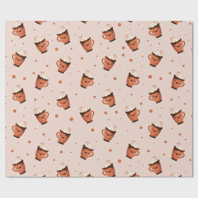 Cozy Hot Chocolate - Cute Mug Pattern with Whipped Presentpapper (Platt)