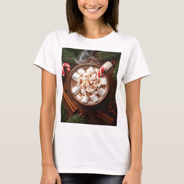 Cozy Hot Chocolate with Marshmallows - Festive T Shirt (Framsida)