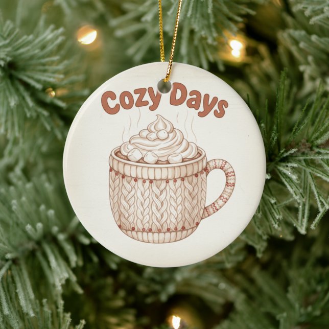 Cozy Hot Cocoa Warm Marshmallow Mug Holiday Julgransprydnad Keramik (Träd)
