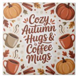 Cozy Hugs and Coffee Autumn Boho Kakelplatta