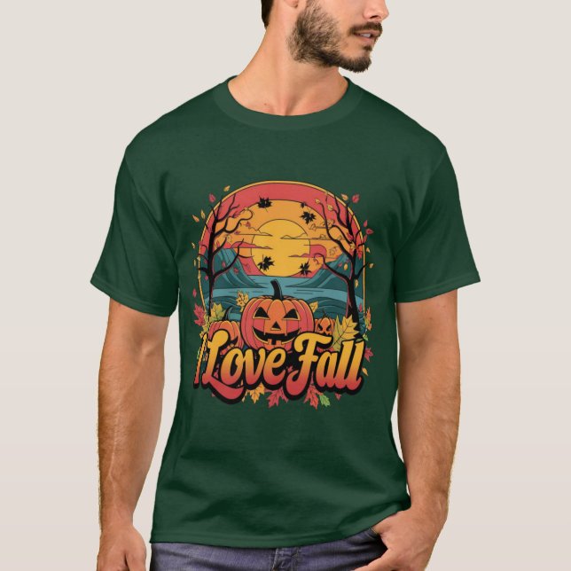 Cozy I Love Fall design with carved pumpkin and su T Shirt (Framsida)