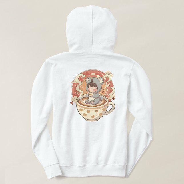 Cozy Kawaii Chibi Koala Graphic Hoodie (Design baksida)