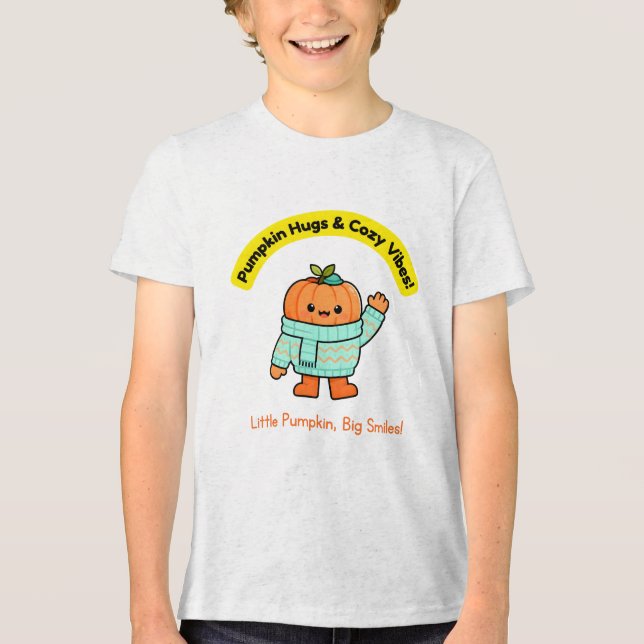 Cozy Kawaii Pumpkin Autumn Vibes T Shirt (Framsida)