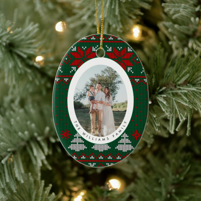 Cozy Knit Sweater Pattern Photo Julgransprydnad Keramik (Träd)