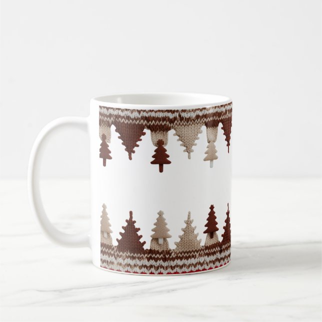 Cozy Knitted Christmas Trees Fair Isle Classic  Kaffemugg (Vänster)