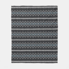 Cozy Knitted Pattern Black and Gray Fleecefilt