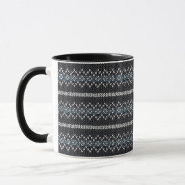 Cozy Knitted Pattern Black and Gray Mug Mugg