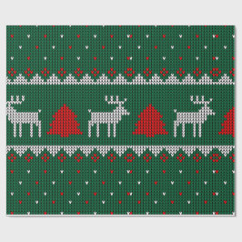 Cozy Knitted Reindeer Christmas Wrapping Presentpapper