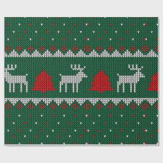 Cozy Knitted Reindeer Christmas Wrapping Presentpapper