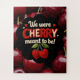 Cozy knitted-style typography and adorable cherry  pussel