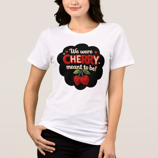 Cozy knitted-style typography and adorable cherry  t shirt (Framsida)