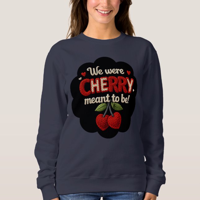 Cozy knitted-style typography and adorable cherry t shirt (Framsida)