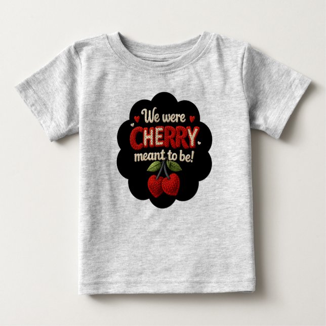 Cozy knitted-style typography and adorable cherry  t shirt (Framsida)