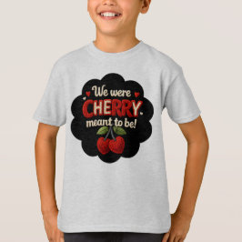 Cozy knitted-style typography and adorable cherry  t shirt