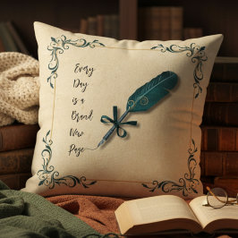 Cozy Literary Quill Script Reading Nook Decor Kudde