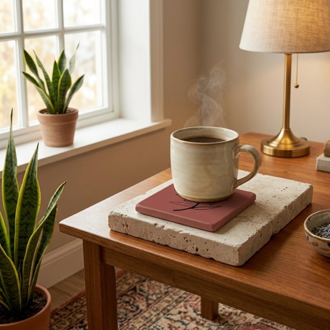 Cozy Lives Here | Warm Minimalist Stone Coaster -  Stenunderlägg (Success!)