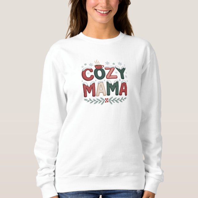 Cozy Mama Christmas T Shirt (Framsida)