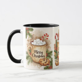 Cozy marshmallow merry Christmas holly festive Mugg